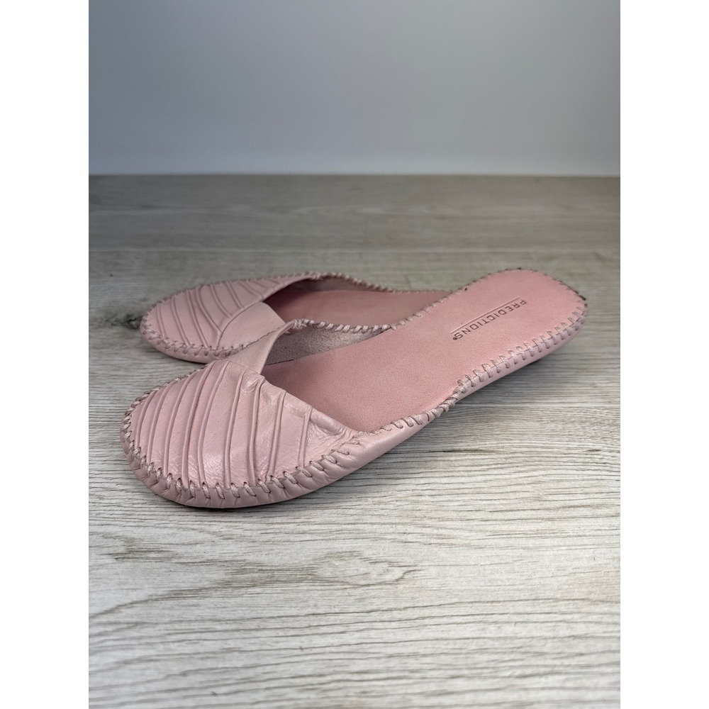 Predictions Women's 6.5 Pink Leather Whipstitch Slide Sandals Vintage 90s